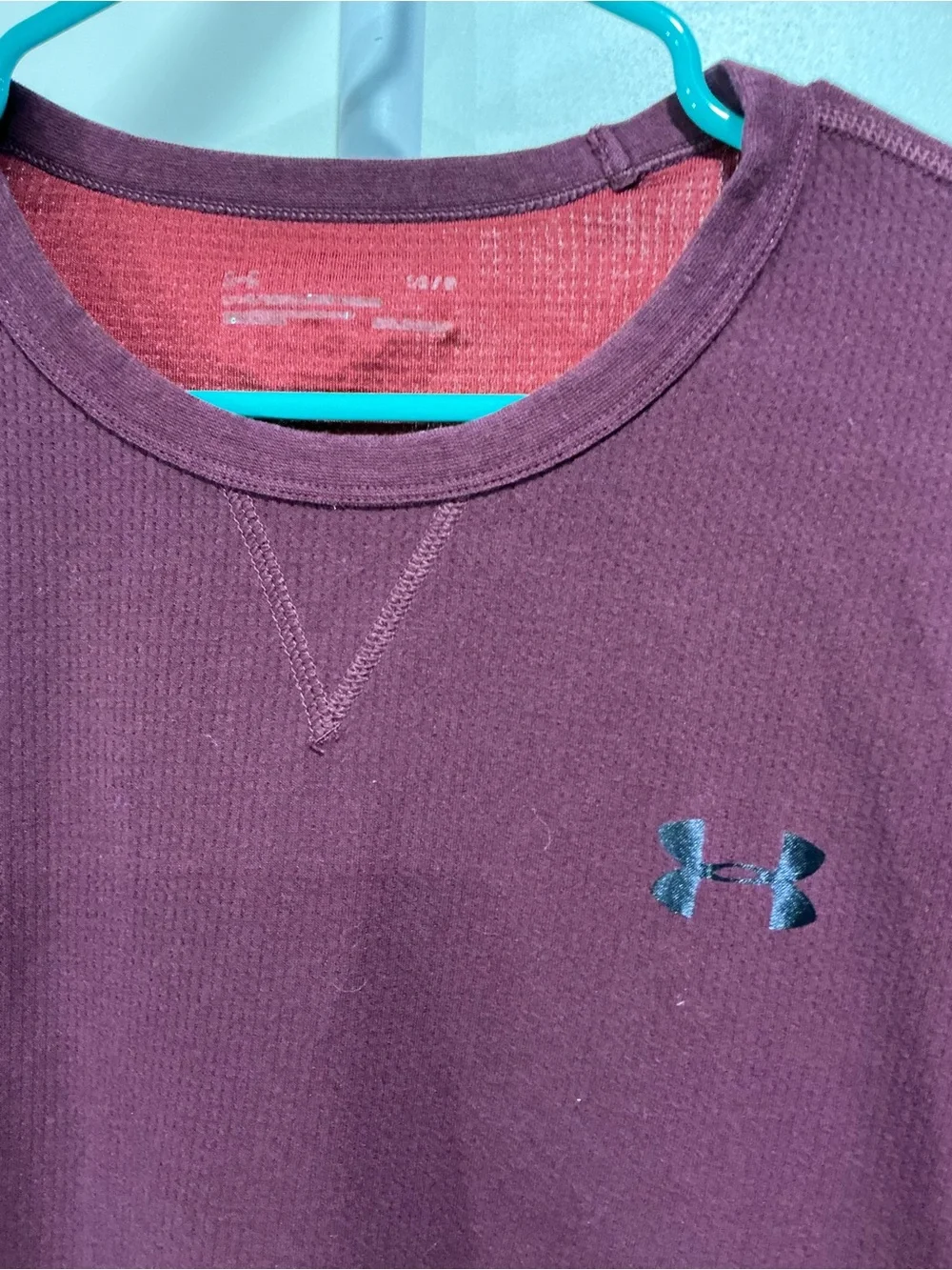 Under Armour Men's Long Sleeve Crew in Maroon with Black Logo